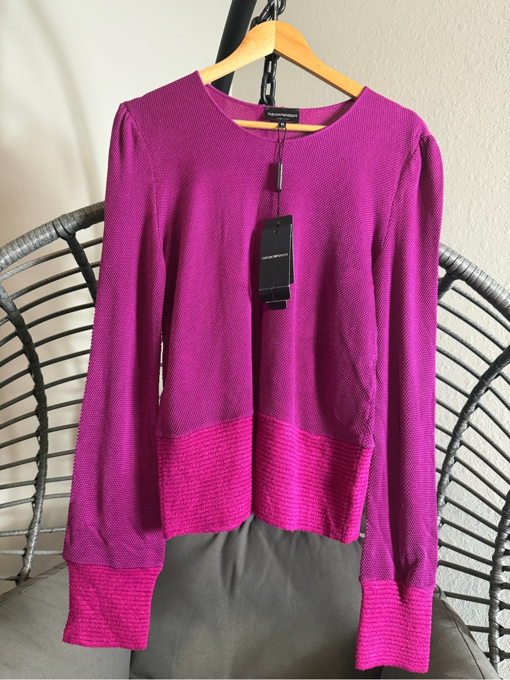 Emporio Armani Fuchsia Textured Long Sleevesweater 46